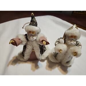 Holiday Time 7" Santa Christmas Ornament With Cloak Tree Topper Set of 2
